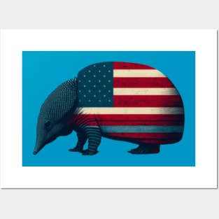 armadillo, symbol of Texas, in the colors of the American flag Posters and Art